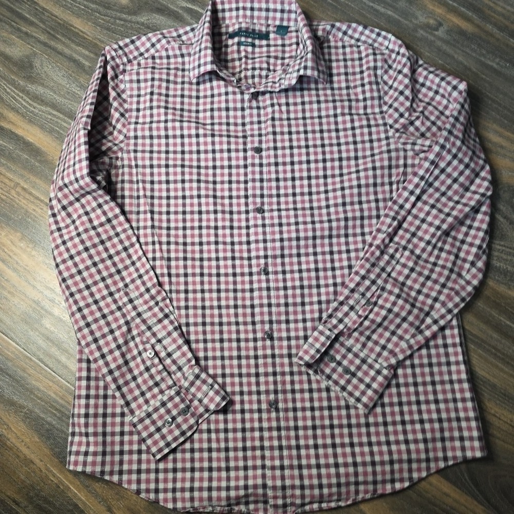 Perry Ellis Button Up Shirt Mens Size Large Plaid Non Iron